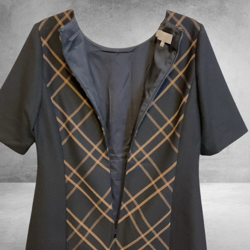 Hobbs London Mari Plaid Panel Shift Dress Black Camel‎ Size 10 Career Tailored - Picture 9 of 13